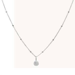 NEW STIA women's love letters mini disk letter necklace - u in silver
